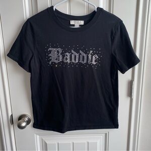 Baddie bedazzled black top